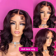 Load image into Gallery viewer, 250% Density 13x6 Body Wave Lace Frontal Bob Wig 13x4 Human Hair Wigs Remy Short Water Wave 4x4 Bob T Part Closure Wig For Women
