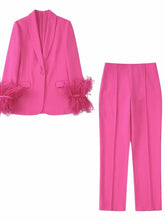 Load image into Gallery viewer, Feathered Blazer Jacket Two Piece Set
