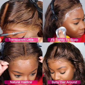 Colored HD Lace Frontal Wig Body Wave Lace Front Wig Glueless Light Brown Lace Front Human Hair Remy Wig