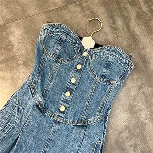 Strapless Denim Jumpsuit