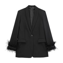 Load image into Gallery viewer, Feathered Blazer Jacket Two Piece Set
