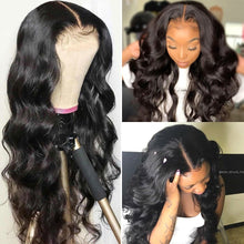 Load image into Gallery viewer, Peruvian Body Wave Lace Front Wigs Middle Part Brazilian WAVY Human Hair Wigs 13x4x1 HD Transparent Human Hair Lace FRONTAL Wigs
