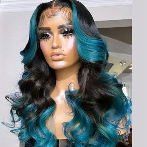 Highlight Color 13X4 Lace Front Loose Wave Wig Pre Plucked Ombre Cosplay Wig