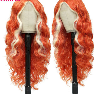 Orange Ginger Synthetic Wig Long Straight Wigs for Women Body Wave Cosplay Party Daily Natural Highlight Ombre Burg Blonde Wig