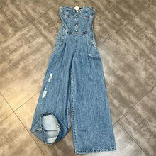 Load image into Gallery viewer, Strapless Denim Jumpsuit
