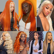 Load image into Gallery viewer, Orange Ginger Synthetic Wig Long Straight Wigs for Women Body Wave Cosplay Party Daily Natural Highlight Ombre Burg Blonde Wig
