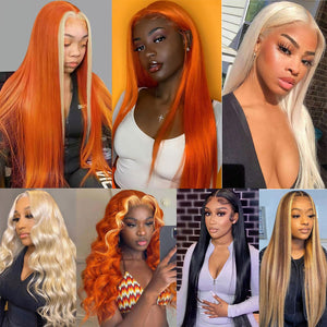 Orange Ginger Synthetic Wig Long Straight Wigs for Women Body Wave Cosplay Party Daily Natural Highlight Ombre Burg Blonde Wig