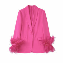 Load image into Gallery viewer, Feathered Blazer Jacket Two Piece Set
