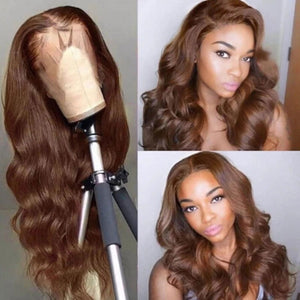 Colored HD Lace Frontal Wig Body Wave Lace Front Wig Glueless Light Brown Lace Front Human Hair Remy Wig