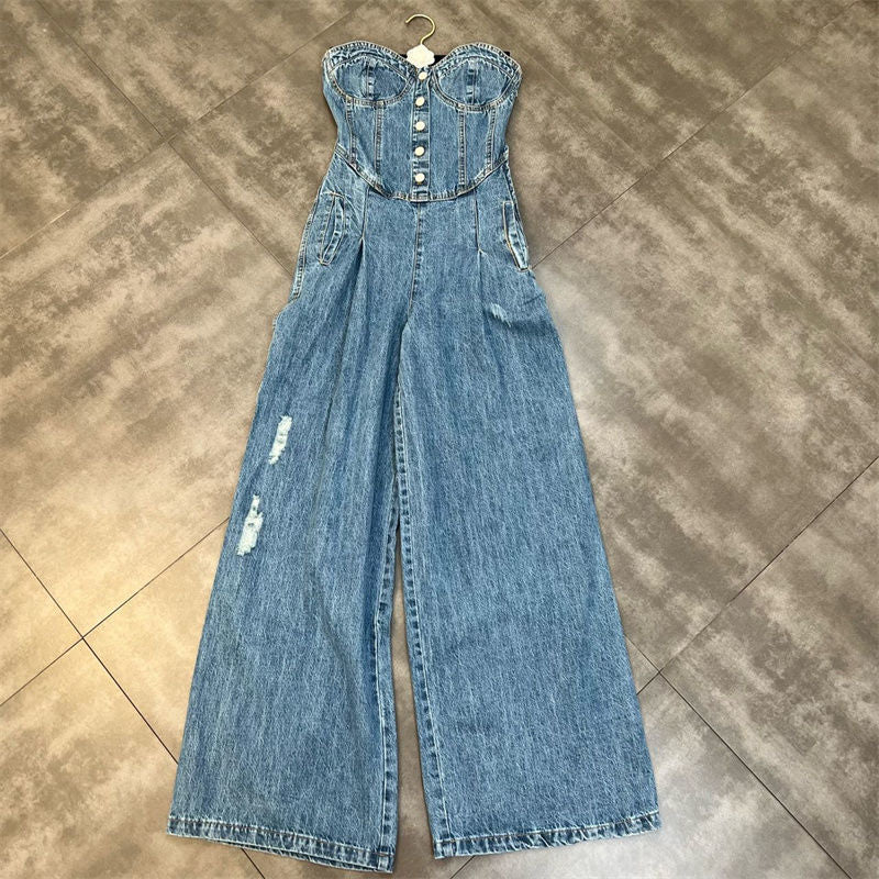 Strapless Denim Jumpsuit