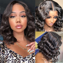 Load image into Gallery viewer, Short Bob Wig Body Wave Lace Front Wig Human Hair Wigs Brazilian Short Bob 4x4 Lace Closure Wigs Pre Plucked With Baby Hair
