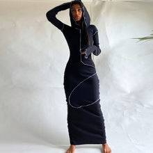 Load image into Gallery viewer, Hooded Patchwork Dress
