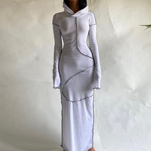 Load image into Gallery viewer, Hooded Patchwork Dress
