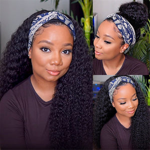 Brazilian Curly Human Hair Headband Wigs