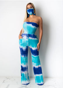 Tie Dye Strapless Jumpsuit