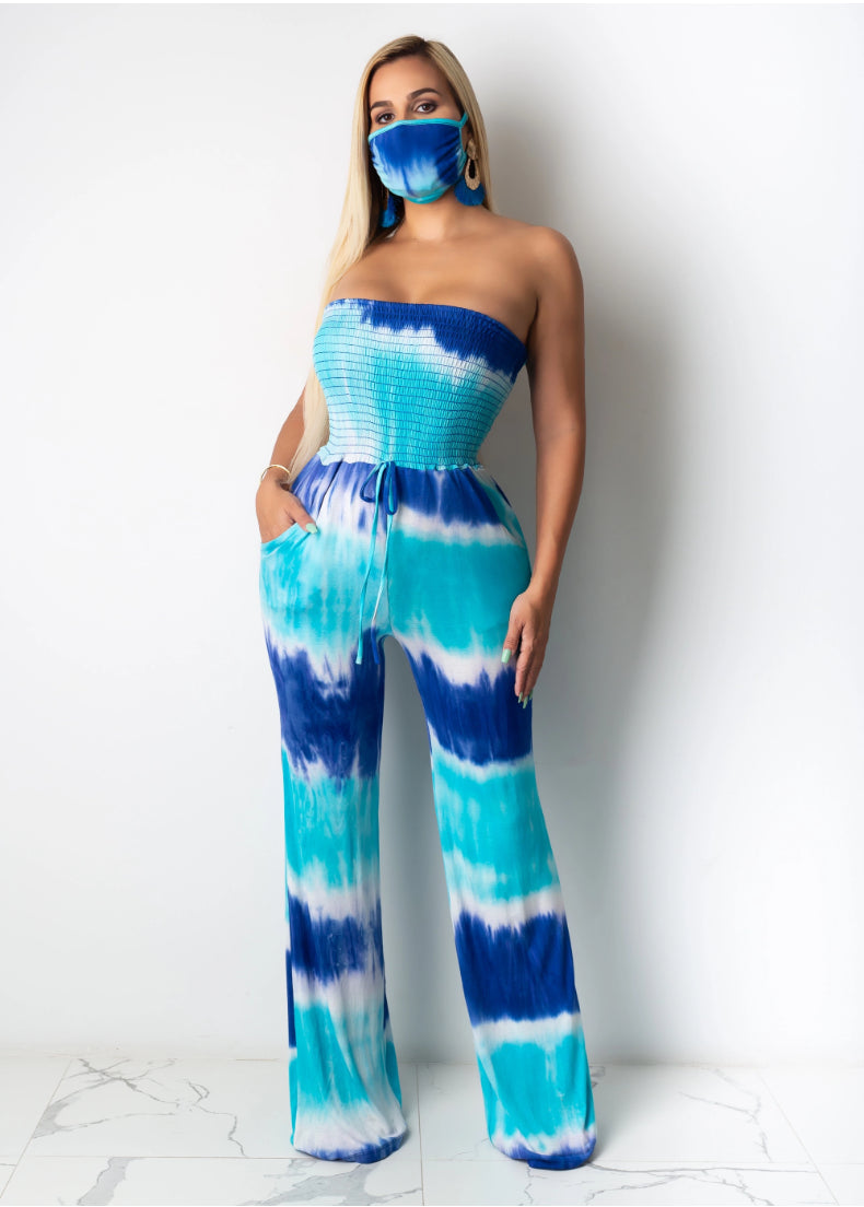 Tie Dye Strapless Jumpsuit