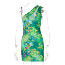 Load image into Gallery viewer, One-Shoulder Floral Bodycon Dress
