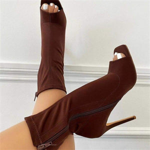 Peep Toe Zipper Boots