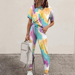 Casual Tie-dye Two Piece Set