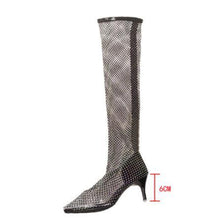 Load image into Gallery viewer, Rhinestone Mesh Thigh High Boots
