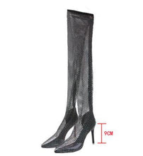 Load image into Gallery viewer, Rhinestone Mesh Thigh High Boots
