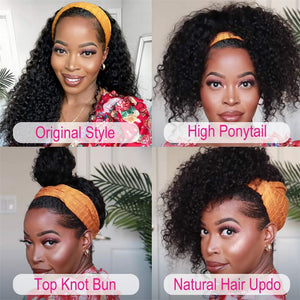 Brazilian Curly Human Hair Headband Wigs