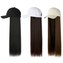 Load image into Gallery viewer, Synthetic Long Straight Lazy Cap Wig Hat
